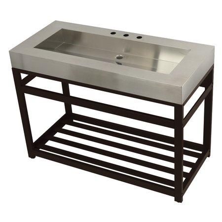 FAUCETURE 49" Stainless Steel Sink W/ Steel Console Sink Base, / Bronze KVSP4922A5